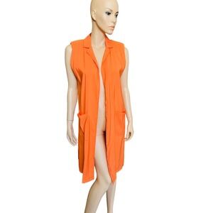 New VICBEE Orange Open Vest Made in Italy Size Fit Medium/Large Sleeveless